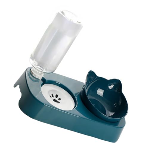 CLISPEED Automatischer Katzenfutter und Wassernapf aus Lebensmittelechtem rutschfest Auslaufsicher Transparenter Wasserspender Doppelte Schalen Nordischer Stil Kleines Geeignet für Katzen von CLISPEED