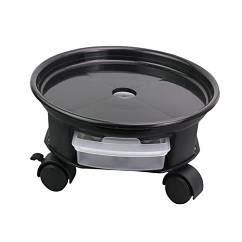 CLISPEED Boden des Blumentopfs Pflanzenroller mit Bremse Pflanzenroller mit Schublade Pflanzkisten einstellbar Drainage drinnen Tablett für Pflanzentöpfe rundes Blumentopf-Tablett Black von CLISPEED