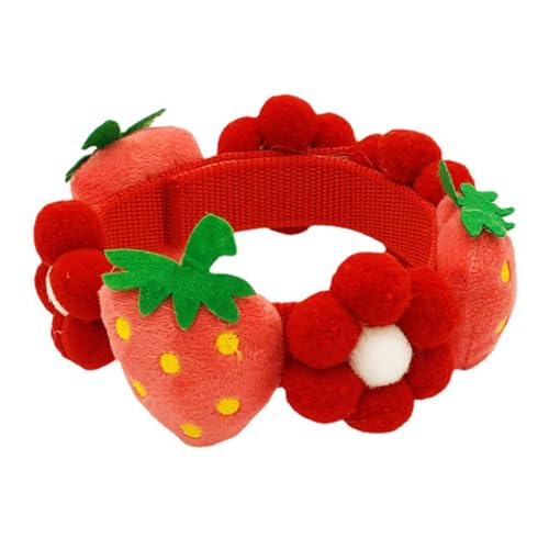 CLISPEED Verstellbares Hundehalsband mit Blumen Erdbeer Hundehalsband für Welpen Baumwolle Hautfreundlich Geeignet für Kleine Hunde und Katzen von CLISPEED