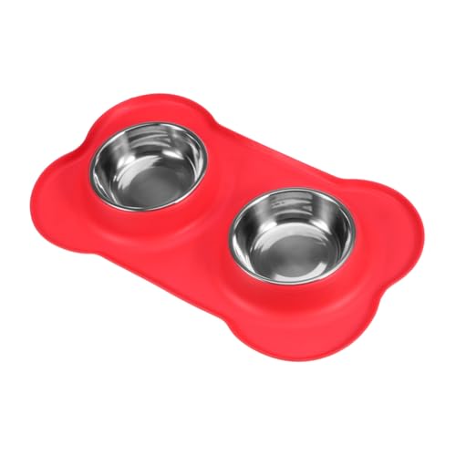 CLISPEED Doppelte Hundenäpfe mit Rutschfester Silikonmatte Auslaufsicheres Futternapf für Hunde Katzen Welpen Spülmaschinenfestes Futter und Wassernapf Rot CLISPEED Doppelte Hundenäpfe mit Rutschfester Silikonmatte Auslaufsicheres Futternapf für Hunde Katzen Welpen Spülmaschinenfestes Futter und Wassernapf Rot von CLISPEED