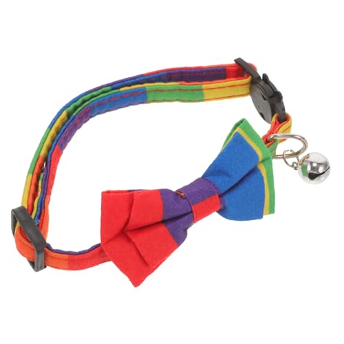 CLISPEED Einstellbares Katzenhalsband mit Regenbogen Schleife Bequemes Atmungsaktives Haustierhalsband für Kleine Hunde und Katzen Sichere Klickverschluss Bindung Auffälliges Zierliches von CLISPEED