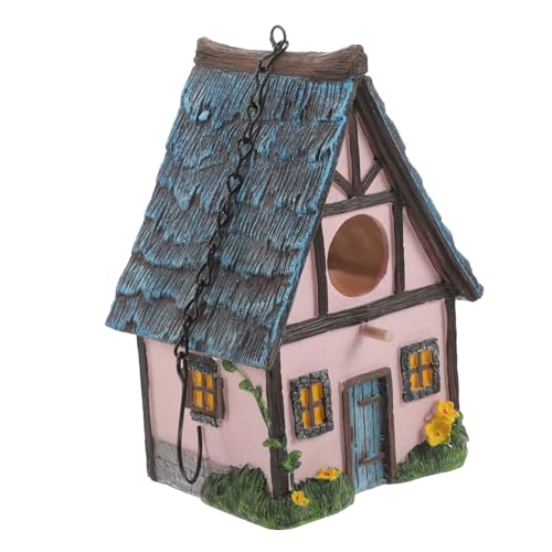 CLISPEED Hängendes Vogelhaus aus Resin Dekoratives Vogelhaus für Garten Anlocken von Vögeln Wetterfest und Einfach Aufzuhängen für Naturliebhaber von CLISPEED