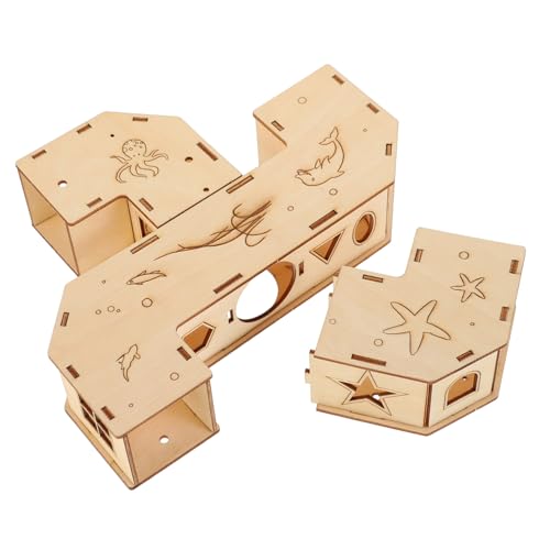 CLISPEED Hamster Tunnel aus Holz Kleintier Labyrinth für Zwerghamster und Mäuse Nagerspielzeug zum Laufen und Klettern Beschäftigungsspiel für Haustiere Fördert Bewegung und Aktivität von CLISPEED