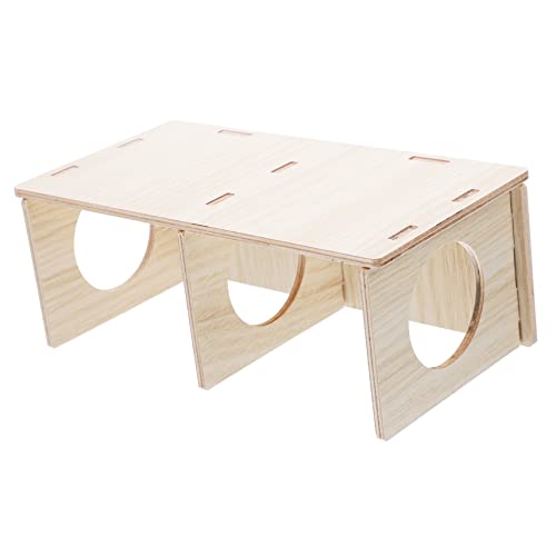 CLISPEED Hamster massives Holzhause Holzversteck für Kleintiere Hamsterspielzeug kleines Haustier Kletterspielzeug für Hamster groß Hamsterversteck Holzplattform für Hamster Yellow von CLISPEED