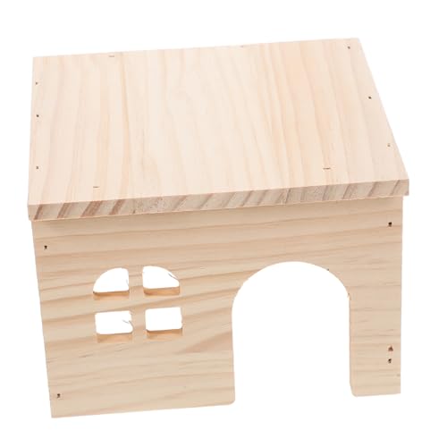 CLISPEED Hamsterhaus aus Naturholz mit Futterplattform und Versteckfunktion Mehrkammeriges Nagerhaus für Hamster Rennmäuse und Chinchillas Einfach zu Reinigen und Zusammenzubauen von CLISPEED