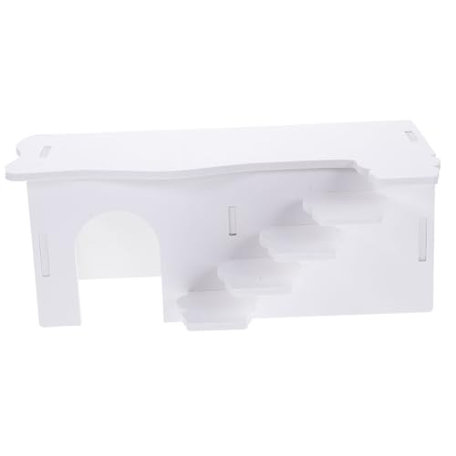 CLISPEED Hamsterhaus mit Leiter Meerschweinchen Versteckhaus Wetterfestes Holzspielzeug Zimmer Nagerhaus DIY Bemalbar Komfortables Schlaf und Ruhehaus für Kleintiere Weiß von CLISPEED