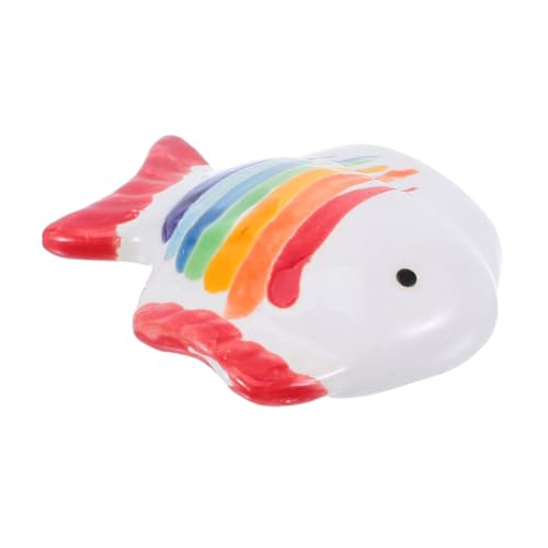 CLISPEED Handbemalte Keramische schwimmende Fischfigur mit Bunten Streifen Langlebige Schwimmfähige Dekoration für Aquarium und Fischteich Realistische Garten-Accessoires für von CLISPEED