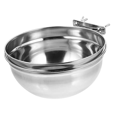 CLISPEED Haustiernapf aus Edelstahl Katzennapf im hängenden Käfig Brunnen Speisewasser pet Water Bowl Wassernapf für Haustiere Hund wassernapf hängende Wasserzufuhr Rostfreier Stahl Silver von CLISPEED