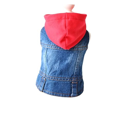 CLISPEED Haustierweste Hund Denim Cowboyhut für gestrickte Mützenkleidung Welpenpullover Cowboy-Haustierkleidung Welpen-Hoodie Sommerkleidung für Welpen Haustier-Hoodie Haustierhemd rot von CLISPEED