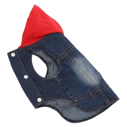 CLISPEED Haustierweste Kuh Denim Hundemützen Hundekühlungsweste Cool Herbst gestrickt süße Haustierkleidung Hundekleidung für kleine Hunde Haustierhemd Welpen-Hoodies Haustier-Hoodie rot von CLISPEED