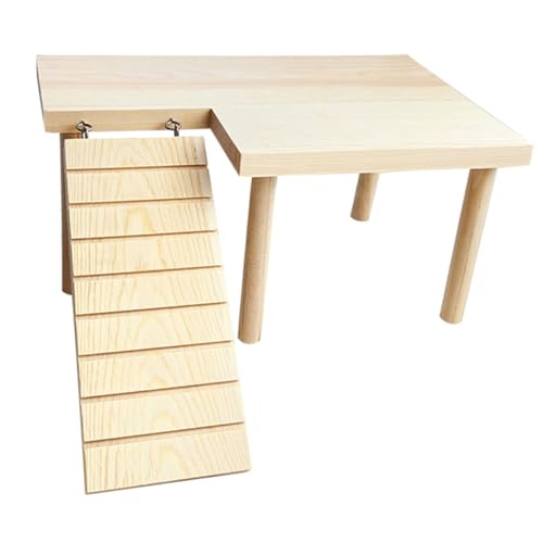 CLISPEED Holz Hamster mit Leiter Natürliche Kletterplattform für Kleintiere Sicheres Nagerzubehör für Gesundheit und Aktivität für Zwerghamster und Rennmäuse von CLISPEED