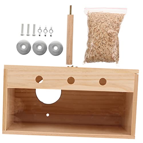 CLISPEED Holz Vogelhaus Nistkasten für Sittiche und Kleine Vögel Komfortable Brutbox mit Futteröffnung Langlebiges Design für und Außenbereiche für Wellensittiche und Nymphensittiche von CLISPEED