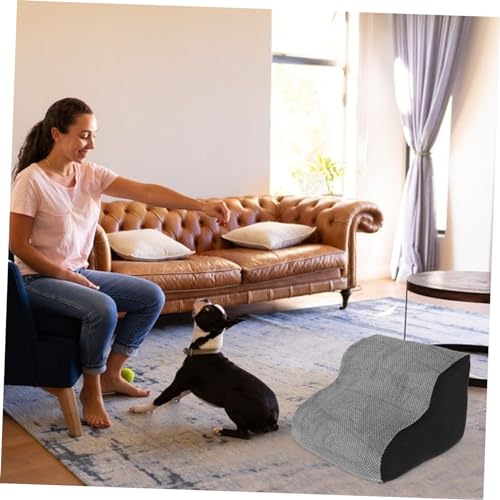 CLISPEED Hunde Treppe aus Hochdichtem Schaumstoff Stufige rutschfeste Haustierleiter mit Extra Breiter Stabiler Basis Tragbare Kletterhilfe für Kleine bis Mittelgroße Hunde für Sofa und von CLISPEED