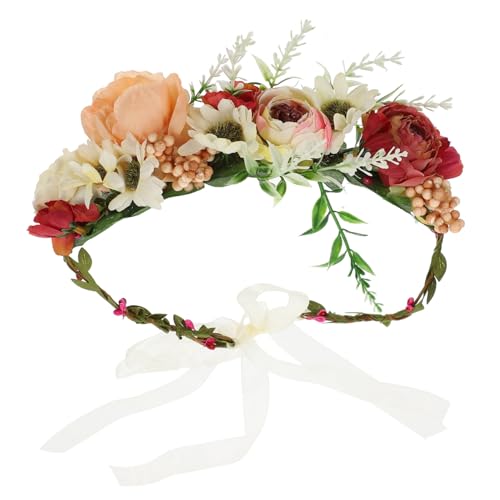 CLISPEED Hundehalsband Blumenkranz Verstellbar Hochzeits-hundekragen mit Schleife für Foto Requisiten Haustier Kostüm Zubehör für Kleine und Mittlere Hunde von CLISPEED