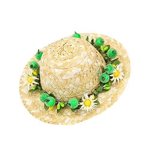 CLISPEED Hundehut aus Stroh mit Blumenmotiv Kreative Kopfbedeckung für Haustiere und Feiern Grüne S von CLISPEED