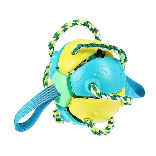 CLISPEED Hundespielzeug Fliegende Disk Ball für Hunde Interaktives Bissfestes Outdoor für Training und Spaß Gelb Blau von CLISPEED