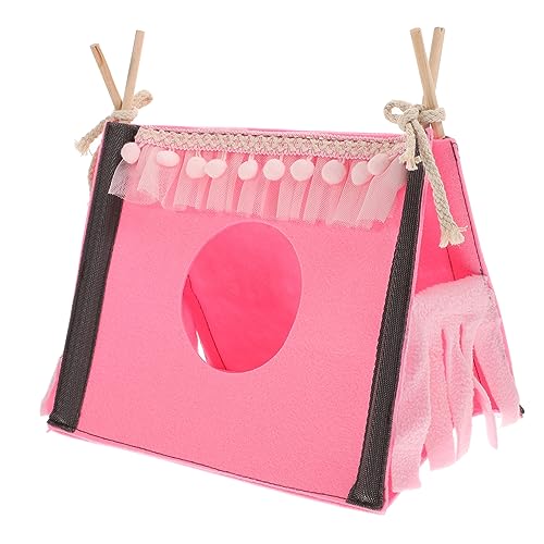 CLISPEED Kaninchennest schlafendes Hamsterkäfig Ratte Hamsterbettwäsche klein Plüsch kanninchenhäuser kaninchenhäuser Hamster Wärmenest meerschweinchen versteck hölzern Rosa von CLISPEED