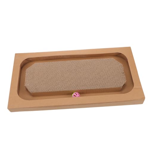 CLISPEED Katzen Kratzbrett aus Stabilem Verschleißfestem Karton mit Glockenball Indoor Kratzspielzeug und Dekoratives Katzen Spielbrett zum Schutz von Möbeln und Gesunder Kratzgewohnheiten von CLISPEED