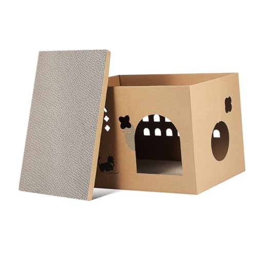 CLISPEED Katzenhaus Aus Zweischichtiges Katzenbett Mit Katzenspielhaus Für Drinnen Und Draußen Katzenkratzhaus Aus Wellpappe CLISPEED Katzenhaus Aus Zweischichtiges Katzenbett Mit Katzenspielhaus Für Drinnen Und Draußen Katzenkratzhaus Aus Wellpappe von CLISPEED