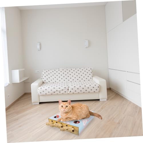 CLISPEED Katzenkratzpad mit Mausefangspiel Langlebiges Kratzbrett aus Holz und Wellpappe Interaktives Katzenspielzeug zur Stressreduktion und Jagdförderung für Kätzchen und Katzen von CLISPEED