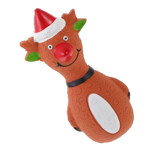 CLISPEED Latex Hundespielzeug Weihnachten mit Quietscher Langlebiges Kauspielzeug für Kleine und Mittlere Hunde Interaktives zur Zahnpflege und Stressabbau Festliches Elch Design von CLISPEED