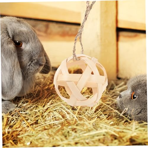 CLISPEED Natürlicher Hänge Futterball für Kaninchen und Kleintiere Leicht Robust Vielseitig Verwendbar als Spiel und Futterspender Fördert Bewegung und Beschäftigung im Käfig von CLISPEED