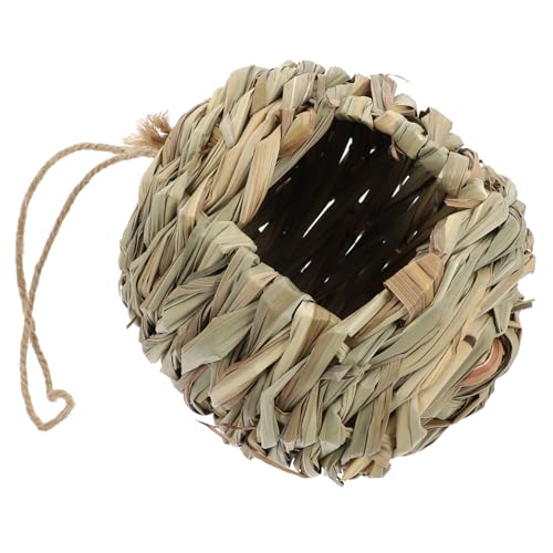 CLISPEED Naturliches Strohnest Vogelnest zum Aufhängen Handgewebtes Garten deko Vogelhaus Atmungsaktiv und Wetterfest Gemütliches Schlafnest für Kleine Vögel Wie Papageien und Finken von CLISPEED