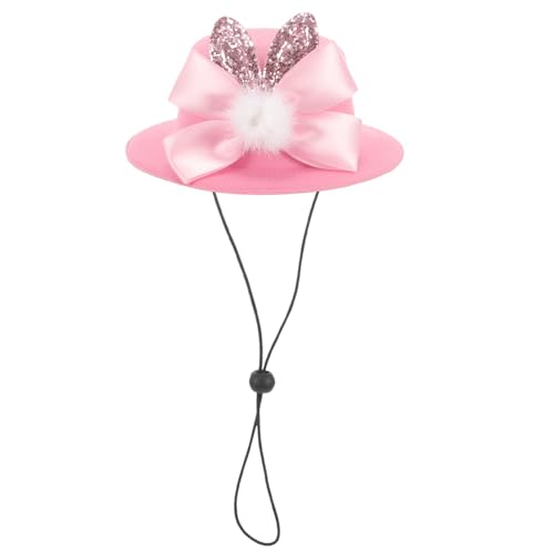 CLISPEED Osterhaube Haustierhut Katze Ostern Süßes Kostüm Haustierhase Kaninchenhut Hundesonnenhut Mit Verstellbarem Riemen Hundekatze Fascinator Hüte Teeparty-Kopfbedeckung Rosa von CLISPEED