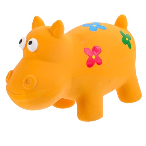 CLISPEED Quietschendes Hundespielzeug Hippo aus Robustem Latex Interaktives Kauspielzeug für Welpen und Große Hunde Langlebiges Beißspielzeug zur Beschäftigung und Zahnpflege Orange von CLISPEED