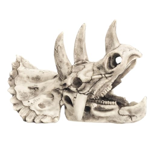 CLISPEED Realistisches Dinosaurier schädel Aquarium Ornament aus Hochwertigem Harz Stabile Aquarienhöhle als Garnelenversteck und Natürliche Unterwasser deko für Fische Echsen und von CLISPEED