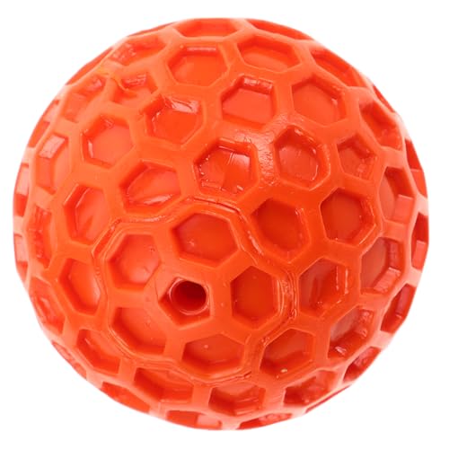 CLISPEED Squeaky Dog Ball aus Robustem Gummi Weiches Kauspielzeug mit Bienenwabenförmigem Design Interaktives für Kleine Hunde Fördert Aktives Drinnen und Draußen Orange von CLISPEED