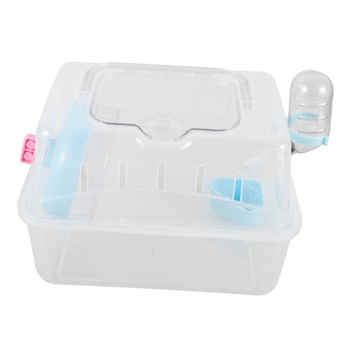 CLISPEED Transparenter Hamsterkäfig Tragbarer Kleintierkäfig mit Futter Wasserschale Sicherer Meerschweinchen Transportkäfig für Mäuse und Zwerghamster Reisegehege Klein und Leicht von CLISPEED