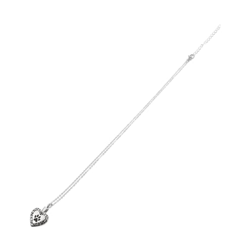 CLISPEED Urnen Halskette für Hunde Asche mit Herz Pfotenmuster Anhänger Edelstahl Tierurne Schmuck zum Befüllen Gedenk Halsband Erinnerung Andenken für Verstorbene Haustiere von CLISPEED