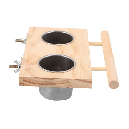 CLISPEED Vogel Futterbecher mit Doppelnapf und Holzstandfuß Futterschale für Papageien und Wellensittiche Käfig Futterstation für Sauberes Füttern und Einfache CLISPEED Vogel Futterbecher mit Doppelnapf und Holzstandfuß Futterschale für Papageien und Wellensittiche Käfig Futterstation für Sauberes Füttern und Einfache von CLISPEED