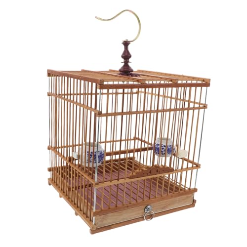 CLISPEED Vogelkäfig Rechteckig mit Abnehmbarem Bodenfach Kleiner Käfig für Wellensittiche Zosterops und Goldfinken Natürlicher Lebensraum Geeignet für Balkon und Garten Karbonisiert von CLISPEED