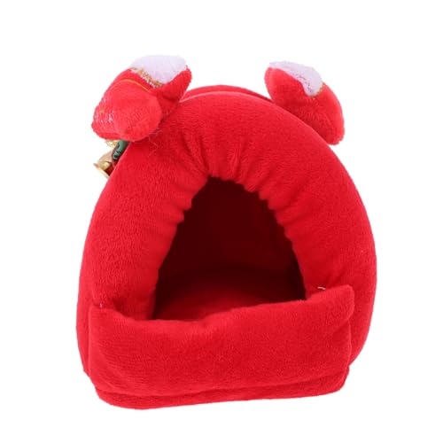 CLISPEED Warme Kleine Haustierhöhle aus Kuscheliges Winternest für Hamster Meerschweinchen Kaninchen und Kleintiere Schlafversteck als Käfigdekoration und Rückzugsort Weihnachtsrot von CLISPEED