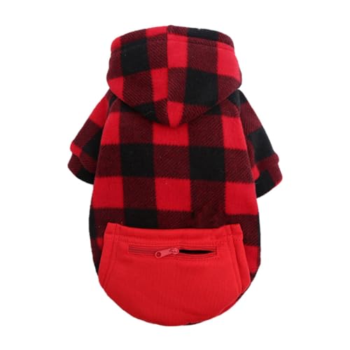 CLISPEED Weihnachtliche Haustierkleidung mit Reißverschlusstasche Rot Schwarz Kariert Warmes Winter Outfit für Kleine bis Große Hunde und Katzen Modischer Party und Fotokostüm Pullover CLISPEED Weihnachtliche Haustierkleidung mit Reißverschlusstasche Rot Schwarz Kariert Warmes Winter Outfit für Kleine bis Große Hunde und Katzen Modischer Party und Fotokostüm Pullover von CLISPEED