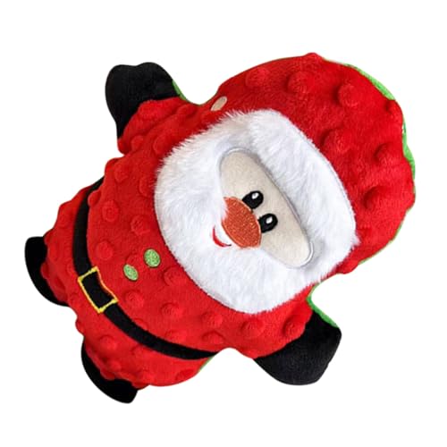 CLISPEED Weihnachts Hundespielzeug Santa Plüsch mit Quietschfunktion Strapazierfähig und Maschinenwaschbar Interaktives Kauspielzeug für Welpen und Kleine Hunde Festliches Haustier von CLISPEED
