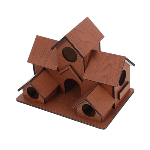 CLISPEED Wetterbeständiges Holz Vogelhaus mit Nistplätzen Robustes Mehrfach Nistkasten für Garten und Balkon Einfache Fördert Vogelvielfalt und Naturschutz im Freien von CLISPEED