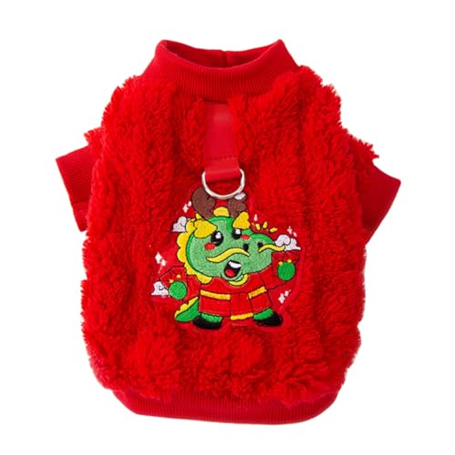 CLISPEED Winter Hundepullover S Atmungsaktiv Weicher Welpenpullover Komfortabel Warm Haustierkleidung für Kleine Hunde Neujahr Drachen von CLISPEED