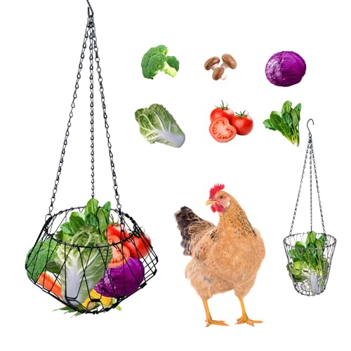 Hängender Hühner-Futterspender für Hühner, faltbar, 16,5 cm, groß, Geflügel, Gemüse, Obst, Hühnerleckerli-Spender mit 3 Ketten zum Aufhängen, Hühnerspielzeug für Stall (Hühner-Futterstation, 1 Stück) Hängender Hühner-Futterspender für Hühner, faltbar, 16,5 cm, groß, Geflügel, Gemüse, Obst, Hühnerleckerli-Spender mit 3 Ketten zum Aufhängen, Hühnerspielzeug für Stall (Hühner-Futterstation, 1 Stück) von CLOCAL