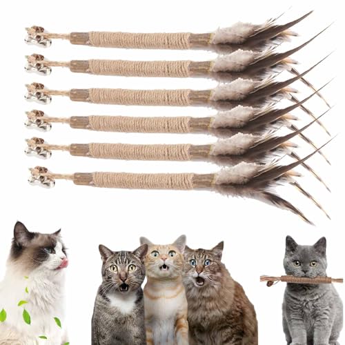 CLOUDEMO Nunapets Cat Chew Toy, 6Pcs Nunapets Natural Stick Cat Chew Toy, Cat Nips Cat Lick Toy, Cat Teeth Cleaning Sticks (B-6pcs) von CLOUDEMO