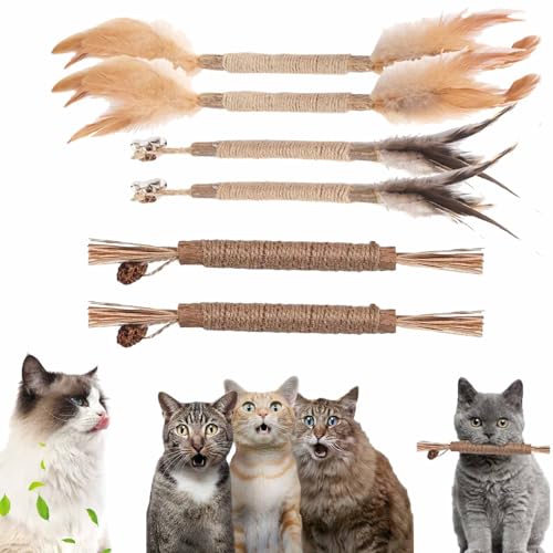 CLOUDEMO Nunapets Cat Chew Toy, 6Pcs Nunapets Natural Stick Cat Chew Toy, Cat Nips Cat Lick Toy, Cat Teeth Cleaning Sticks (D-6pcs) von CLOUDEMO