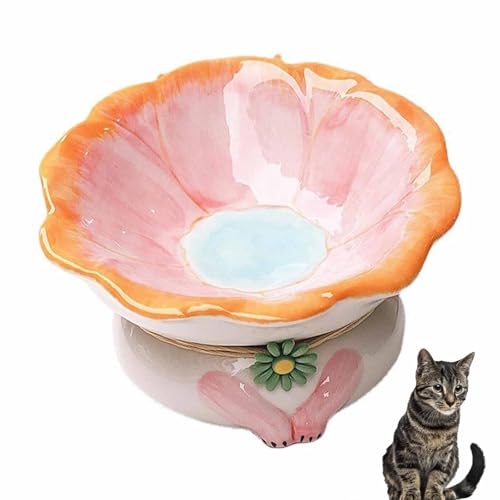 Cat Bowls Elevated Cute Flower Shape Cat Food and Water Bowl Cat Feeding Bowls Raised Cat Bowls for Indoor Cats Ceramics Cat Food Bowl Pet Feeder Bowl for Cats Dogs Pets (A) von CLOUDEMO
