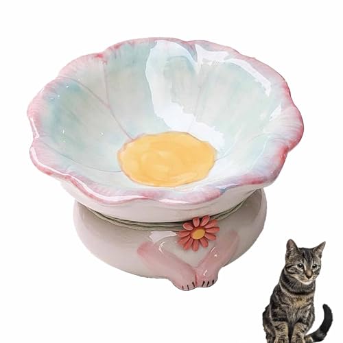Cat Bowls Elevated Cute Flower Shape Cat Food and Water Bowl Cat Feeding Bowls Raised Cat Bowls for Indoor Cats Ceramics Cat Food Bowl Pet Feeder Bowl for Cats Dogs Pets (B) von CLOUDEMO