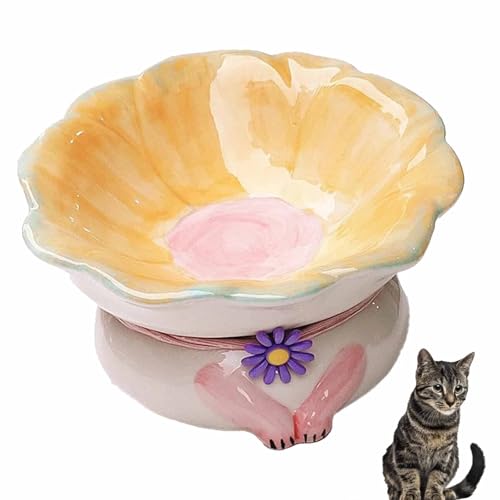Cat Bowls Elevated Cute Flower Shape Cat Food and Water Bowl Cat Feeding Bowls Raised Cat Bowls for Indoor Cats Ceramics Cat Food Bowl Pet Feeder Bowl for Cats Dogs Pets (C) von CLOUDEMO