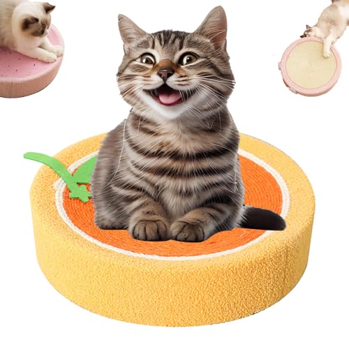 Orange Round Cat Bed, Cute Cat Scratching Post Wear-Resistant Sisal Cat Supplies, Suitable for Cats 5-15 pounds (D) von CLOUDEMO