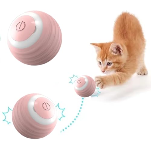 CLOVERSS® Interaktiver Katzenball, Spielzeug für Katzen, Katzenspielzeug, elektrischer Ball, Katzenspielzeug, Katzenzubehör, Rosa von CLOVERSS
