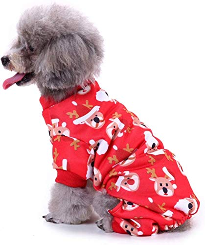 CLQ Christmas Dog Clothes - Kleiner Hund Christmas Pyjamas Reindeer Pattern Dog Outfit Für Pet Christmas Carnival Night von CLQ