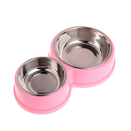 CLQ Edelstahl Pet Bowl, Doppelschüssel Für Hunde, Katzen, Welpen Und Haustiere Pink von CLQ